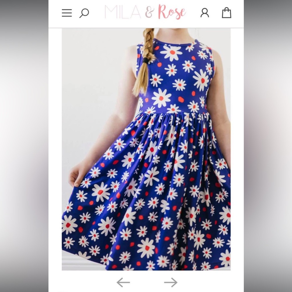 Mila & Rose twirl Floral Blue and Red Dress 3T